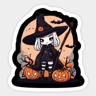 Cute witchcraft in happy Halloween days Sticker